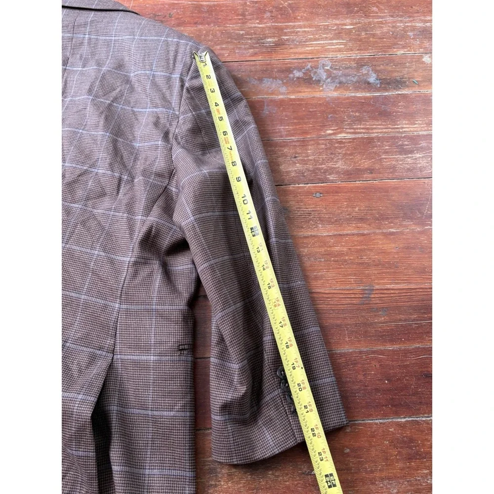 Jos. A. Bank Sport Coat Blazer 48R Wool Brown Windowpane Herringbone